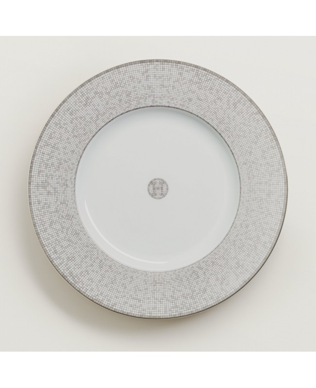 Assiette calotte Mosaïque au 24 platine | Hermès France